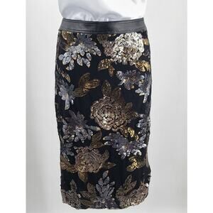 Fair child women's pencil skirt black sequin formal mob wife Size 1X dopamine